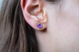 6mm Amethyst Stud Earrings