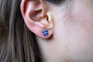 Lucky Clover Stud Earrings in Blue Sapphire